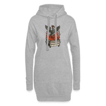 Phoenix steigt aus dem Feuercontainer auf - Hoodie-Kleid - Grau meliert - Vorne