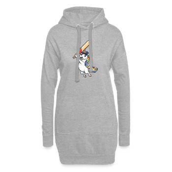 Einhorn Cricket Spieler Regenbogen Spass - Hoodie-Kleid - Grau meliert - Vorne