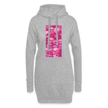 Motif de crâne rose - Sweat-shirt à capuche long Femme - gris chiné - Devant