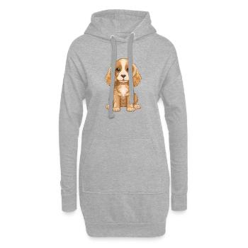 Dessin animé mignon de chiot Cocker Spaniel - Sweat-shirt à capuche long Femme - gris chiné - Devant