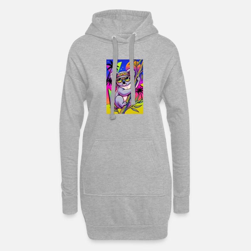Koala - Długa bluza z kapturem - szary melanż