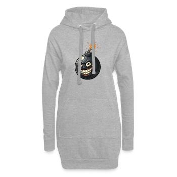 Witzbombenkarikatur mit Grinsen - Hoodie-Kleid - Grau meliert - Vorne