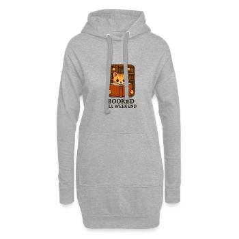 Katzige Lesezuflucht im Regal - Hoodie-Kleid - Grau meliert - Vorne
