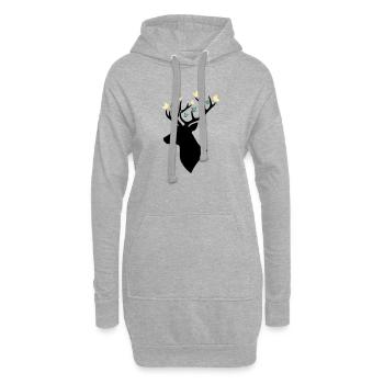 Papillon tête de cerf Multicolore - Sweat-shirt à capuche long Femme - gris chiné - Devant