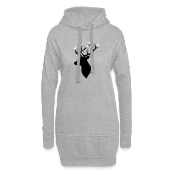 Jaune papillon tête de cerf - Sweat-shirt à capuche long Femme - gris chiné - Devant