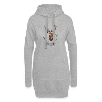 Tête de cerf dans la forêt sauvage de Suède - Sweat-shirt à capuche long Femme - gris chiné - Devant