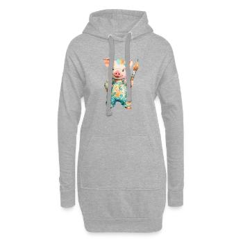 Cochon coloré avec un pinceau - Sweat-shirt à capuche long Femme - gris chiné - Devant