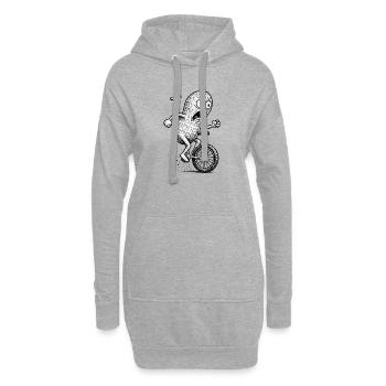 Panic Peanut auf dem Fahrrad - Hoodie-Kleid - Grau meliert - Vorne