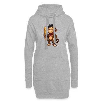 Baguette singe avec béret - Sweat-shirt à capuche long Femme - gris chiné - Devant