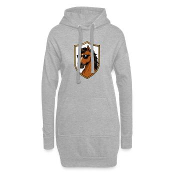 Hengst mit Sonnenbrille Schild - Hoodie-Kleid - Grau meliert - Vorne