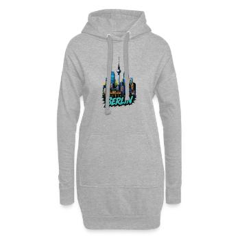 Berliner Skyline Bild - Hoodie-Kleid - Grau meliert - Vorne
