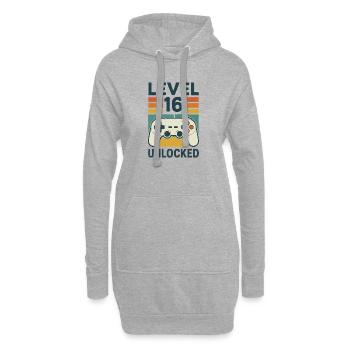 16e anniversaire - Sweat-shirt à capuche long Femme - gris chiné - Devant