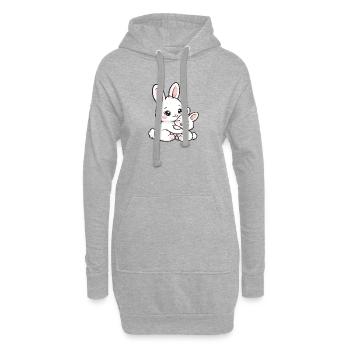 Mama Hase kuschelt mit ihrem süßen Baby - Hoodie-Kleid - Grau meliert - Vorne