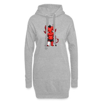 Kleiner Teufel mit Krücken - Hoodie-Kleid - Grau meliert - Vorne