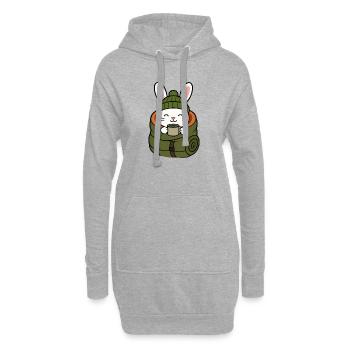 Randonnement en hiver avec un café - Sweat-shirt à capuche long Femme - gris chiné - Devant