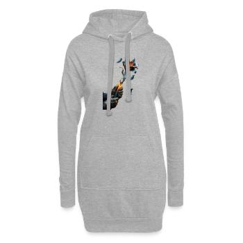 Electric Blue Ember Flower - Hoodie Dress - heather grey - Front