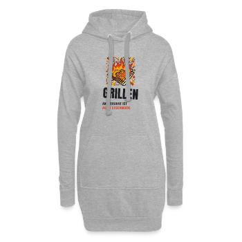 Grillen Angebrannt Ist Auch Geschmack BBQ - Hoodie-Kleid - Grau meliert - Vorne