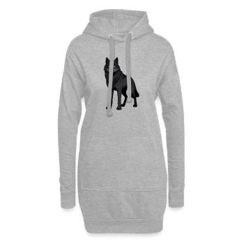 Loup noir aux yeux jaunes - Sweat-shirt à capuche long Femme - gris chiné - Devant