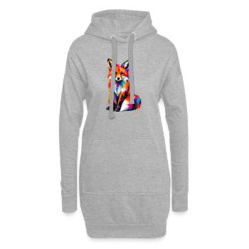 Renard coloré avec des touches de couleur - Sweat-shirt à capuche long Femme - gris chiné - Devant