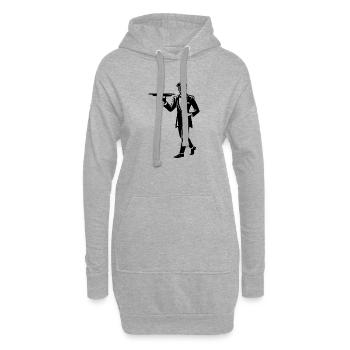 Serveur tenant le plateau - Sweat-shirt à capuche long Femme - gris chiné - Devant