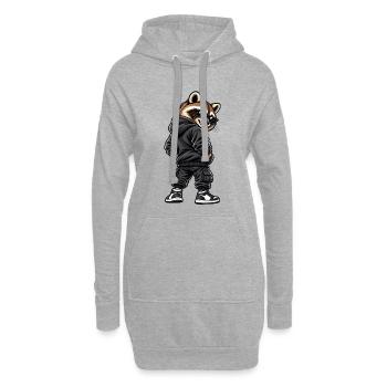Raton laveur gangster cool en mode streetwear - Sweat-shirt à capuche long Femme - gris chiné - Devant