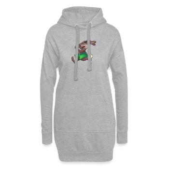 Zu Spät! - Hase mit Uhr - Hoodie-Kleid - Grau meliert - Vorne