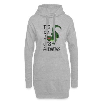Une fille aime les reptiles, les alligators, les - Sweat-shirt à capuche long Femme - gris chiné - Devant