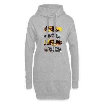palmiers - Sweat-shirt à capuche long Femme - gris chiné - Devant