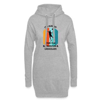 Badminton Federball Badmintonspieler Schokolade - Hoodie-Kleid - Grau meliert - Vorne