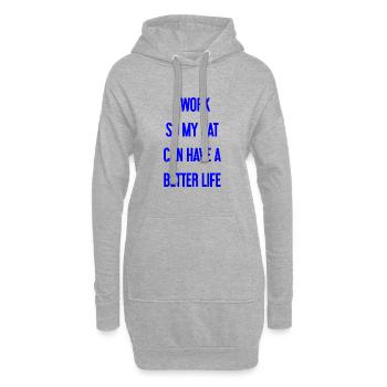 Pour une meilleure vie de chat je travaille! - Sweat-shirt à capuche long Femme - gris chiné - Devant