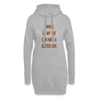 Für ein besseres Katzenleben arbeite ich! - Hoodie-Kleid - Grau meliert - Vorne