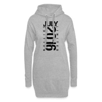 Geburtstag Juli 2016 Juli geboren im Juli 2016 - Hoodie-Kleid - Grau meliert - Vorne