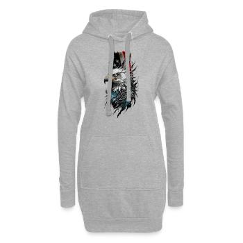 Patriotischer Stolz: Weißkopfseeadler gegen Amerikaner - Hoodie-Kleid - Grau meliert - Vorne