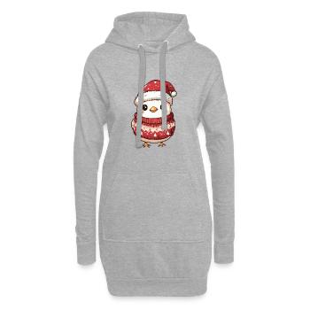 Huhn Weihnachten Comic - Hoodie-Kleid - Grau meliert - Vorne