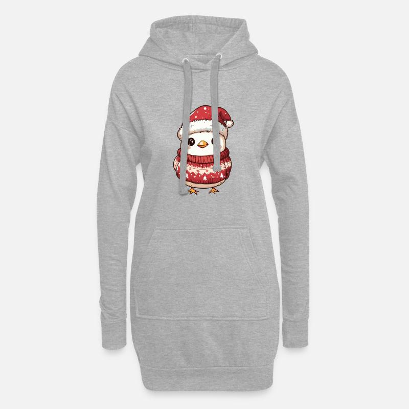 Huhn Weihnachten Comic - Hoodie-Kleid - Grau meliert