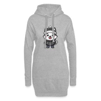 Chien Husky Hiver - Sweat-shirt à capuche long Femme - gris chiné - Devant
