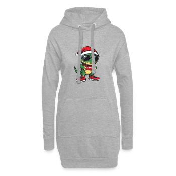 Lézard Gecko Noël Moche Noël - Sweat-shirt à capuche long Femme - gris chiné - Devant