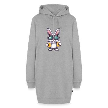 Hase Ski Bier - Hoodie-Kleid - Grau meliert - Vorne