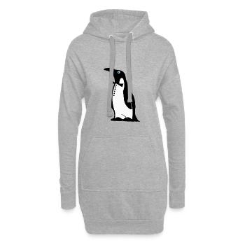 Motif de pingouin - Sweat-shirt à capuche long Femme - gris chiné - Devant