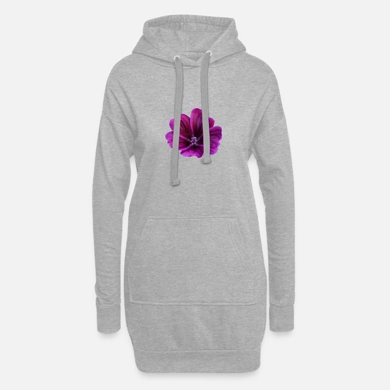 Malve violette Blüte - Hoodie-Kleid - Grau meliert
