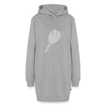 Tennisschläger - Hoodie-Kleid - Grau meliert - Vorne - AI Model Female 172 light (172cm)