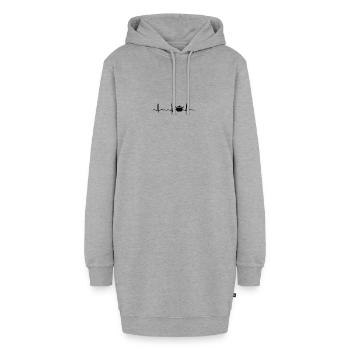 ECG HEARTBEAT CUISSON Noir - Sweat-shirt à capuche long Femme - gris chiné - Devant