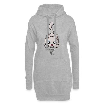 chat bande dessinée douce - Sweat-shirt à capuche long Femme - gris chiné - Devant