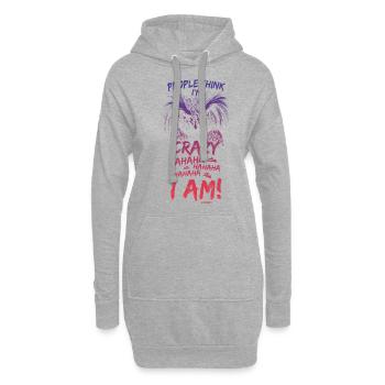 Les gens pensent que je suis fou hahahaha pingouin - Sweat-shirt à capuche long Femme - gris chiné - Devant