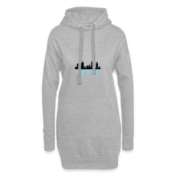 toits de la ville - Sweat-shirt à capuche long Femme - gris chiné - Devant