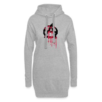 Logo anarchie goutte de sang - Sweat-shirt à capuche long Femme - gris chiné - Devant
