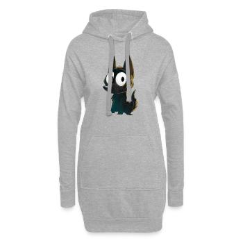 Schwarzer Kelpie - Hoodie-Kleid - Grau meliert - Vorne