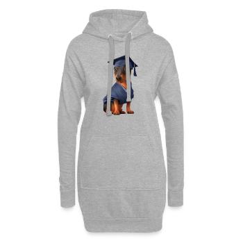 Bachelor Doberman Graduation Study Dogs - Hoodie Dress - heather grey - Front