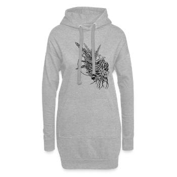 Frau mit Turban - Hoodie-Kleid - Grau meliert - Vorne