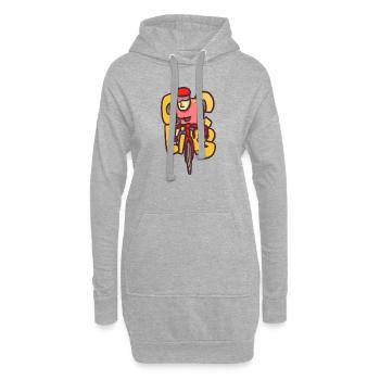 Rennradfahrer im Fahrrad-Typohraphy - Hoodie-Kleid - Grau meliert - Vorne
